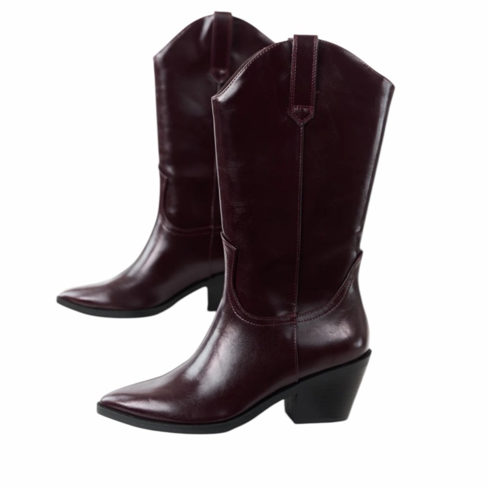 NWOT SODA Western Style Faux Leather Pointed Toe Boots Brown Size 7